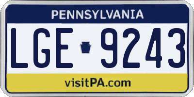 PA license plate LGE9243