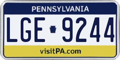PA license plate LGE9244