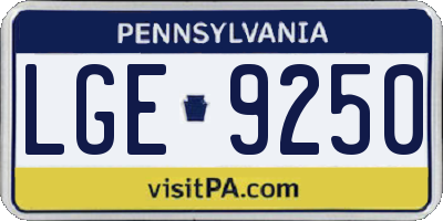 PA license plate LGE9250
