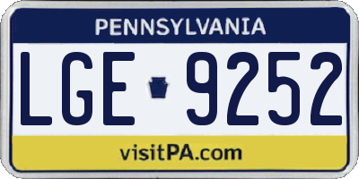 PA license plate LGE9252