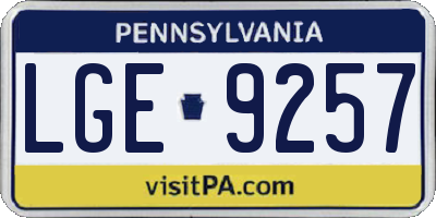 PA license plate LGE9257
