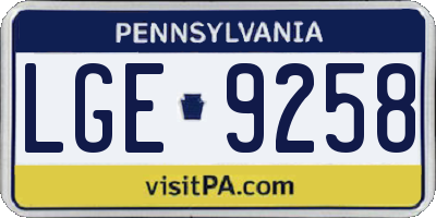 PA license plate LGE9258