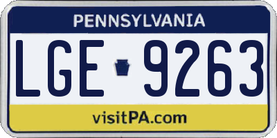 PA license plate LGE9263