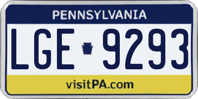 PA license plate LGE9293