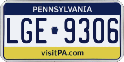 PA license plate LGE9306