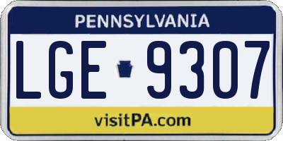 PA license plate LGE9307