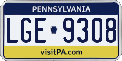 PA license plate LGE9308