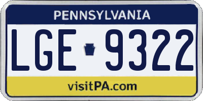 PA license plate LGE9322