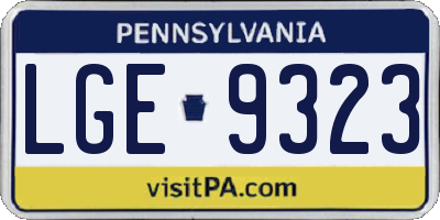 PA license plate LGE9323