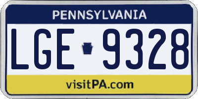 PA license plate LGE9328