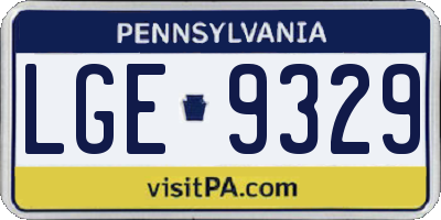 PA license plate LGE9329