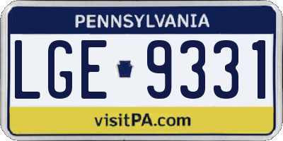 PA license plate LGE9331