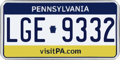 PA license plate LGE9332