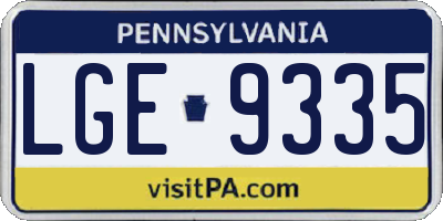 PA license plate LGE9335