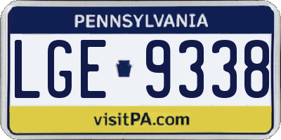 PA license plate LGE9338