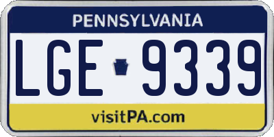 PA license plate LGE9339