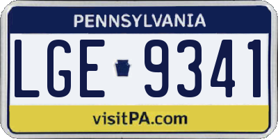 PA license plate LGE9341