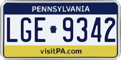 PA license plate LGE9342