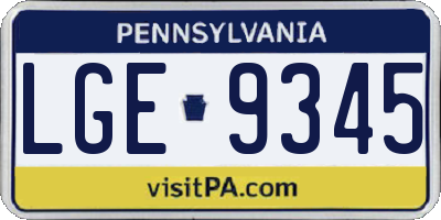 PA license plate LGE9345