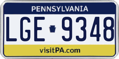 PA license plate LGE9348