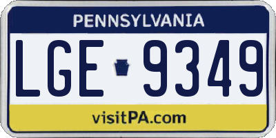 PA license plate LGE9349