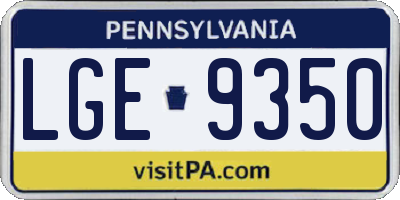 PA license plate LGE9350