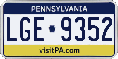 PA license plate LGE9352