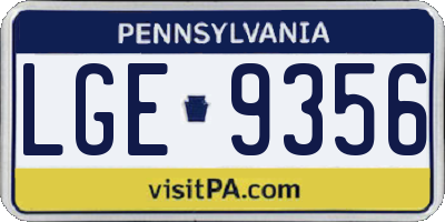 PA license plate LGE9356