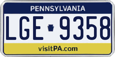 PA license plate LGE9358