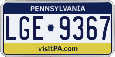 PA license plate LGE9367