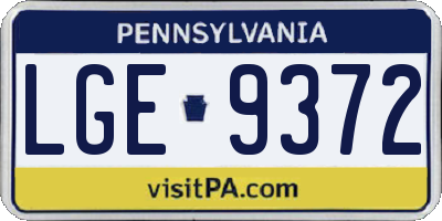 PA license plate LGE9372