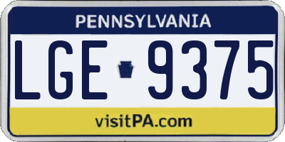 PA license plate LGE9375