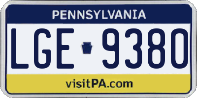 PA license plate LGE9380