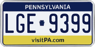 PA license plate LGE9399