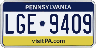 PA license plate LGE9409