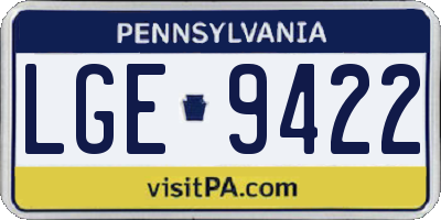 PA license plate LGE9422