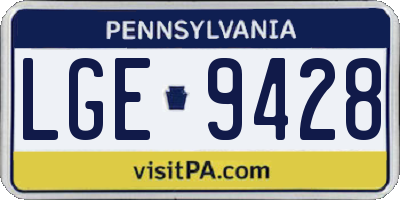 PA license plate LGE9428