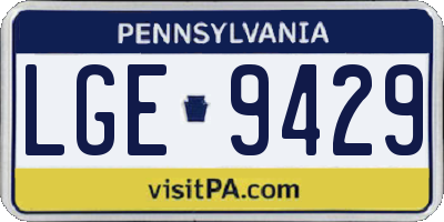 PA license plate LGE9429