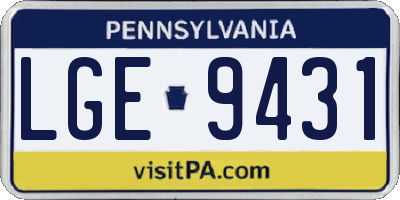 PA license plate LGE9431