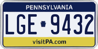 PA license plate LGE9432