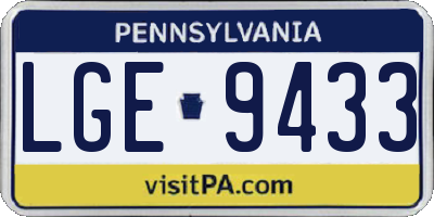 PA license plate LGE9433