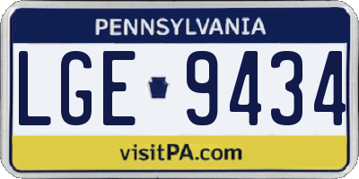 PA license plate LGE9434