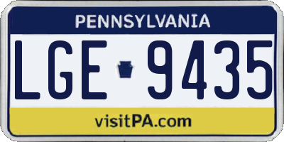 PA license plate LGE9435