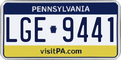 PA license plate LGE9441
