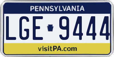 PA license plate LGE9444