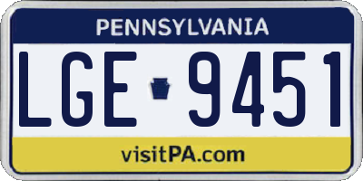 PA license plate LGE9451