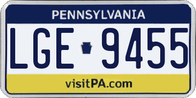 PA license plate LGE9455