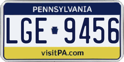 PA license plate LGE9456
