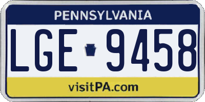 PA license plate LGE9458