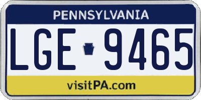 PA license plate LGE9465